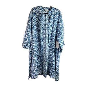 Calligraphie 100% Linen Duster Open Kimono Sleeve Pockets Size Slit XL Artsy